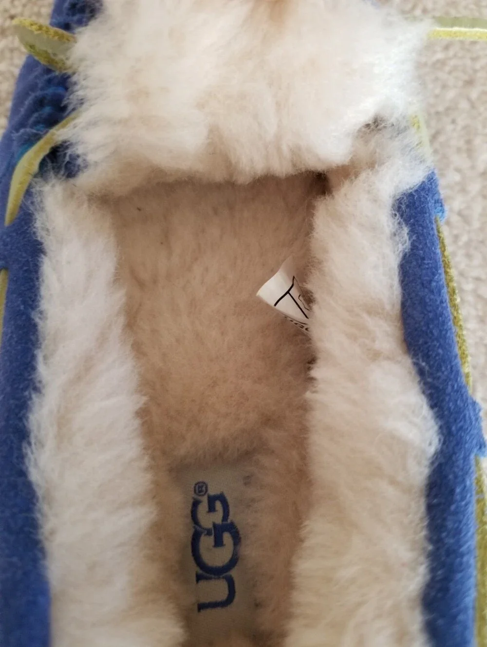 UGG Australia Dakota Blue Suede Moccasin Wool Lined Slippers Size 2